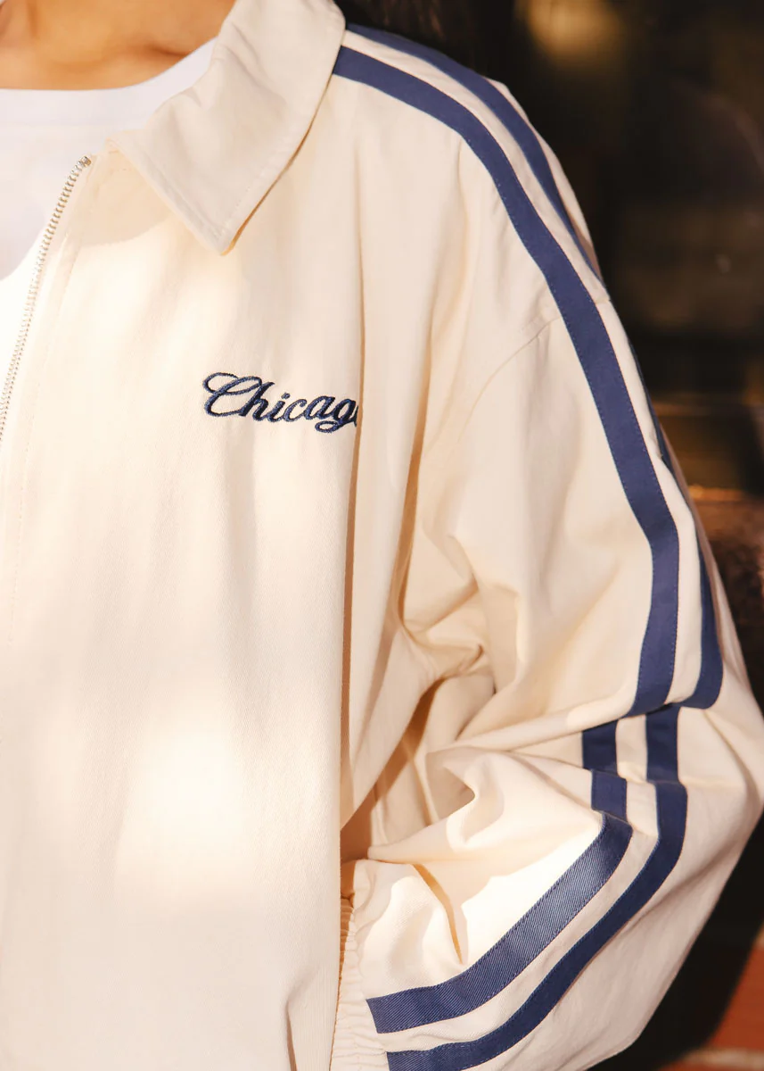 Chicago Varsity Double Stripe Jacket - Blue - Image 4