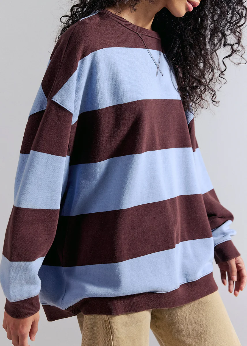 Classic Stripe Crew Wide Knit - Periwinkle Combo - Image 2