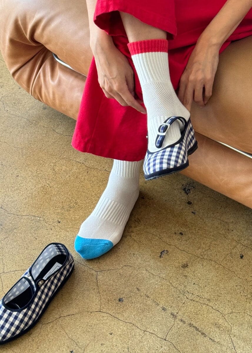 Color Block Girlfriend Socks - Blue Red - Image 3