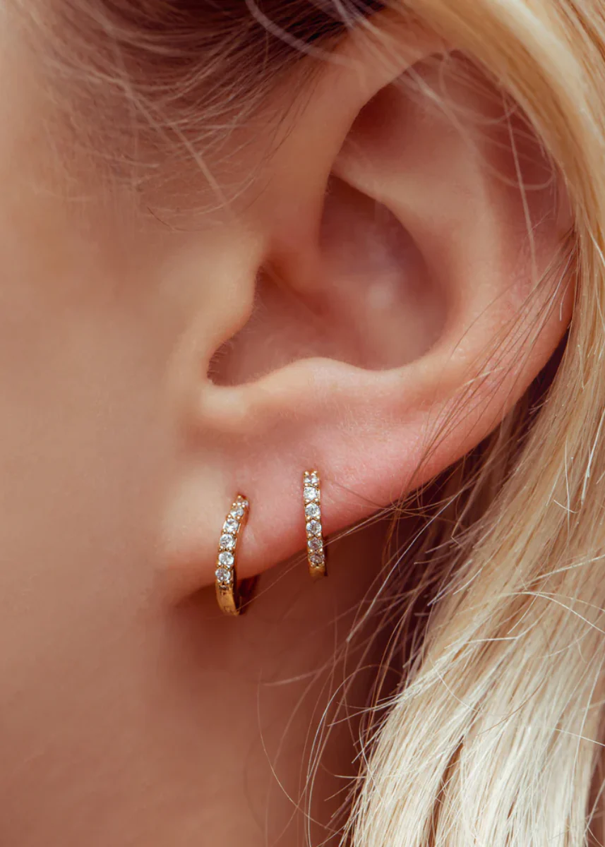 Cubic Mini Hoops - Gold