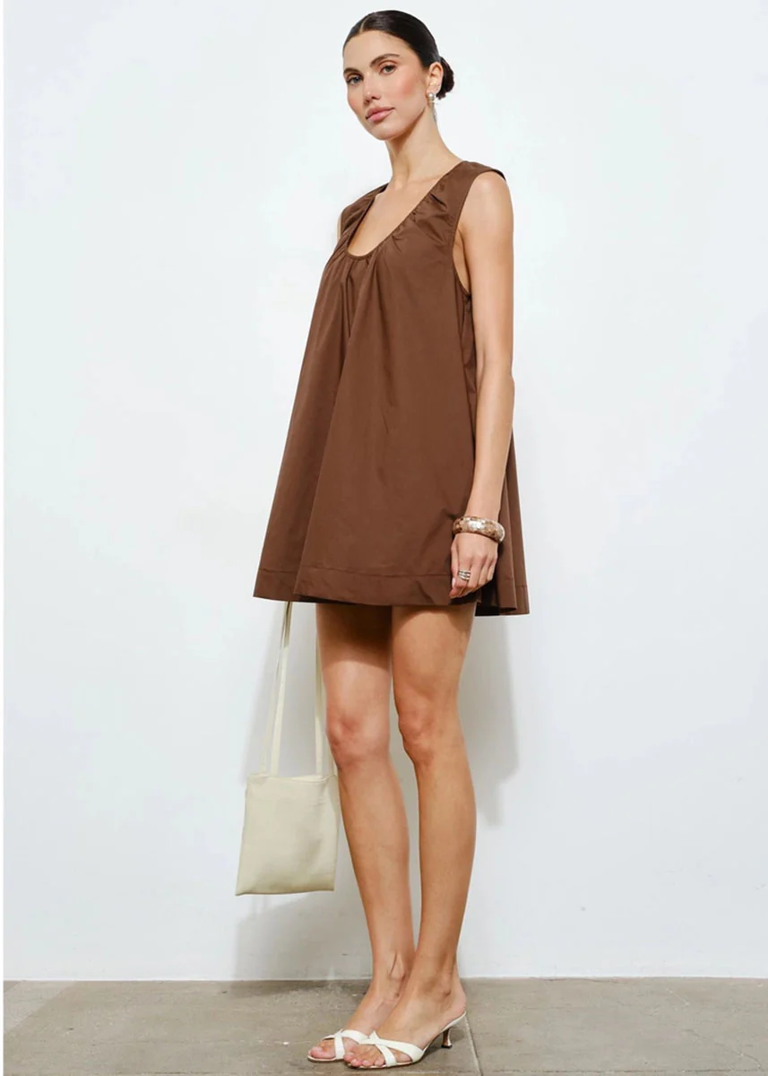 Delia Swing Mini Dress - Brown - Image 2