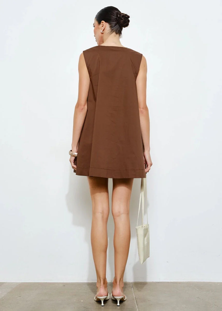 Delia Swing Mini Dress - Brown - Image 3