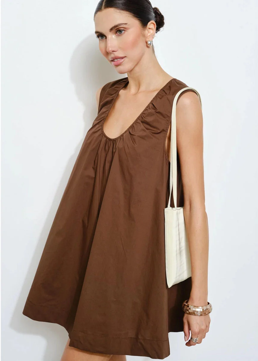 Delia Swing Mini Dress - Brown - Image 4
