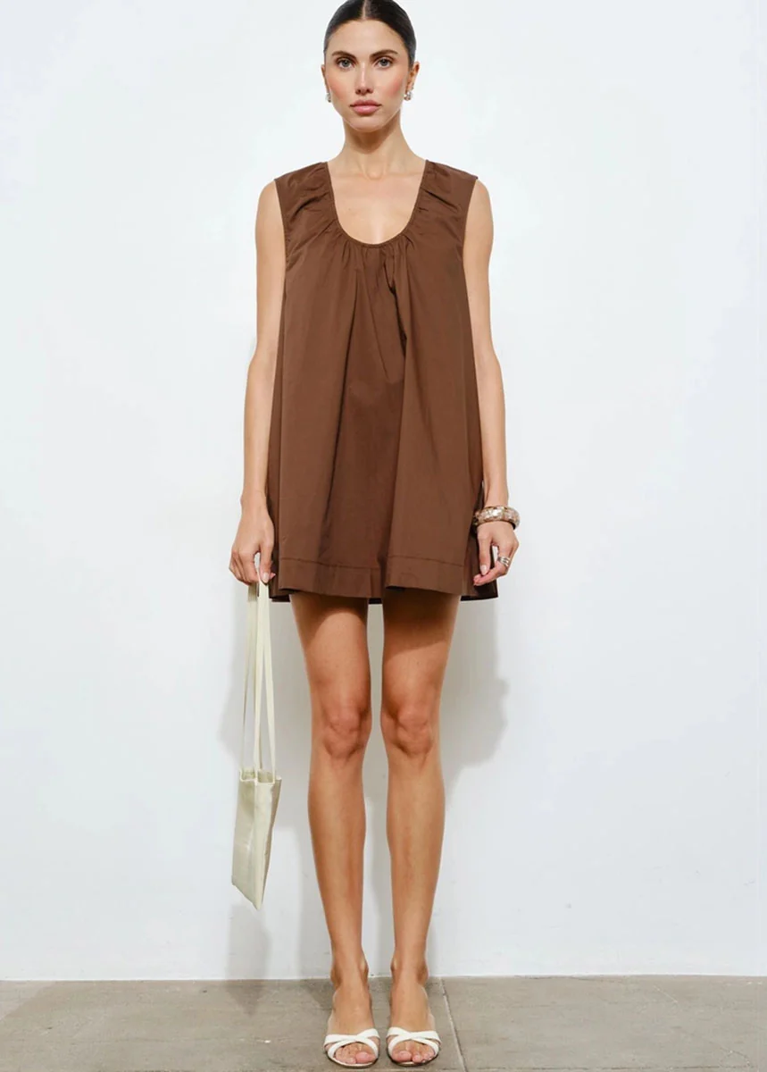 Delia Swing Mini Dress - Brown - Image 5