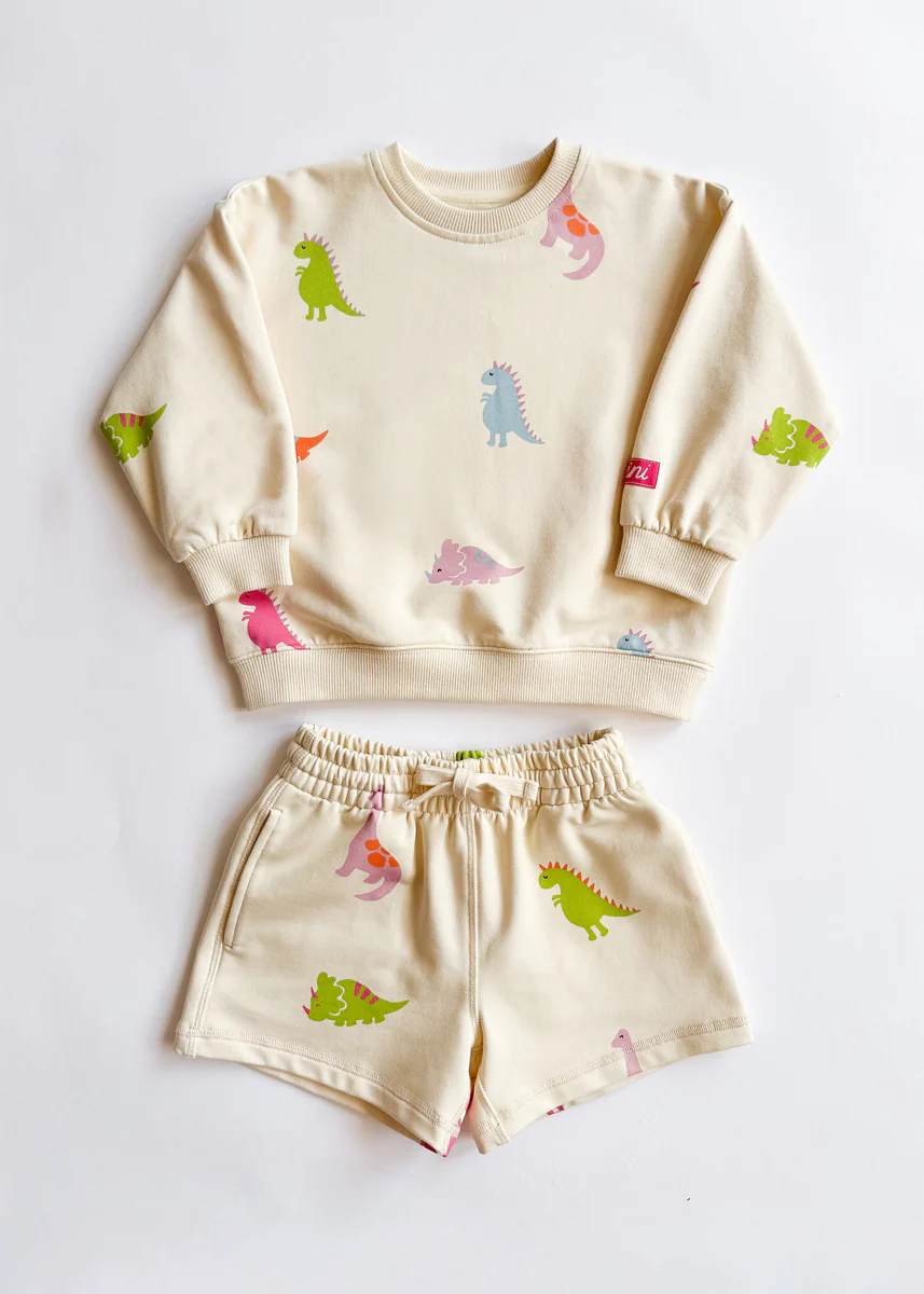 Dinosaur Terry Oversized Sweatshort Set - Image 2