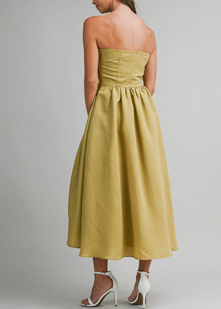 Emerald Pleated Tube Midi Dress - Dark Kiwi - Image 4