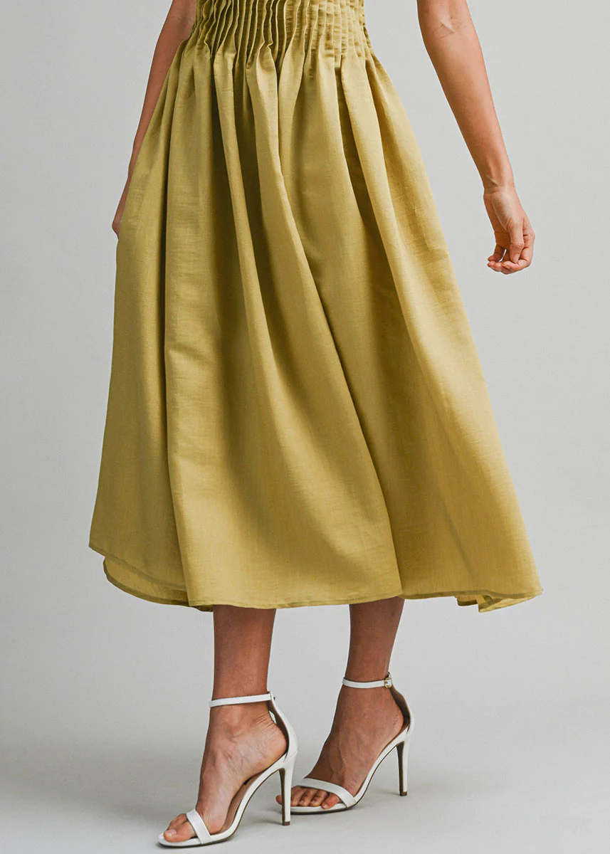 Emerald Pleated Tube Midi Dress - Dark Kiwi - Image 6