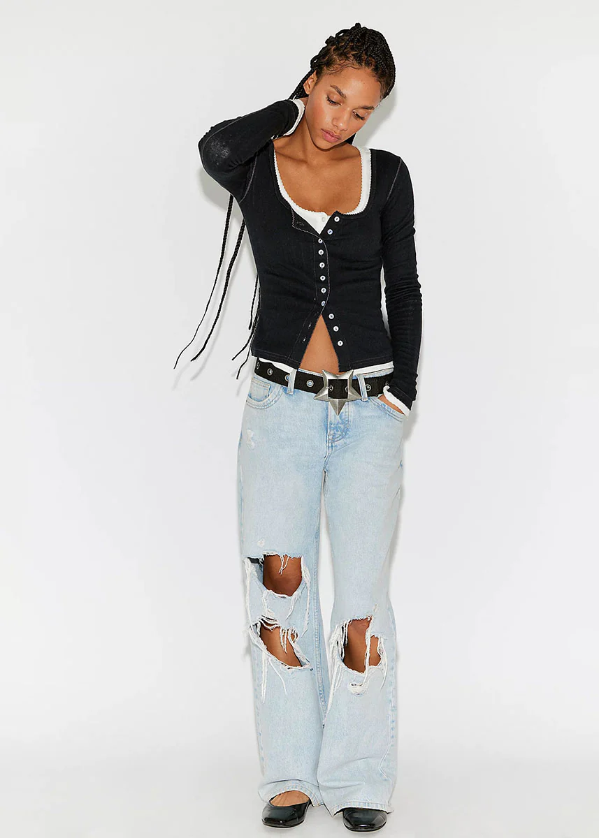 End Game Pointelle Long Sleeve - Black - Image 4