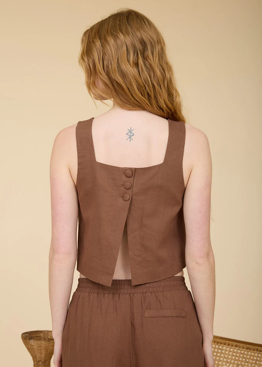 Esme Woven Top - Brown - Image 3
