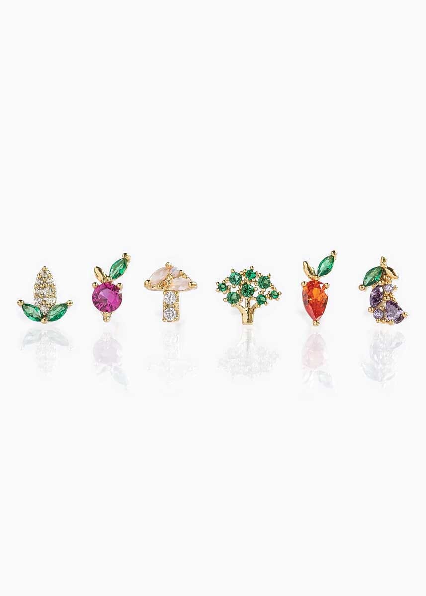 Farmers Market Veggie Stud Set - Gold - Image 3