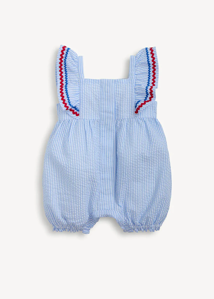 Flutter Sleeve Romper - Seersucker Stripe - Image 3