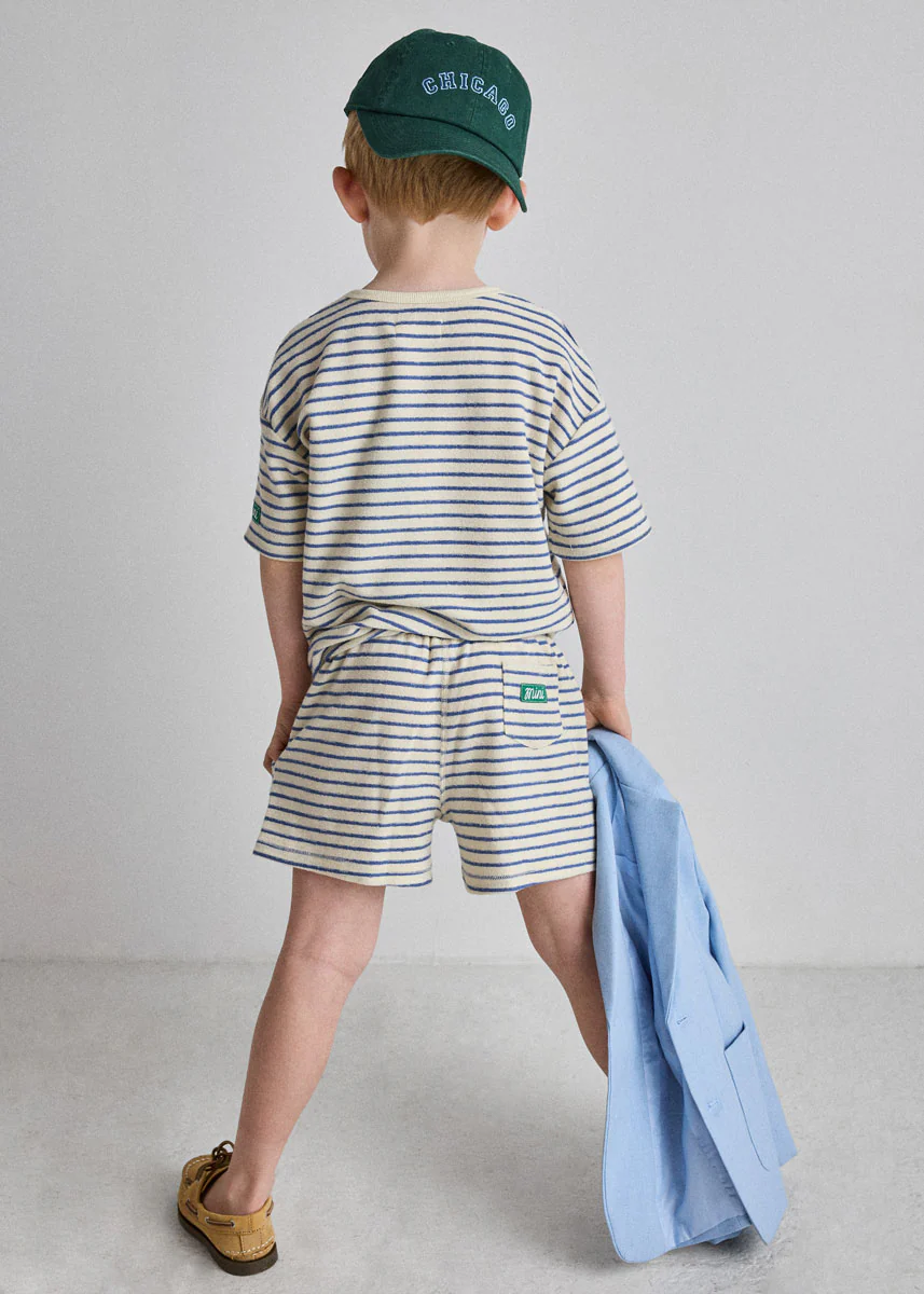 French Terry Striped Oversized Set - Ivory & Blue - Image 3
