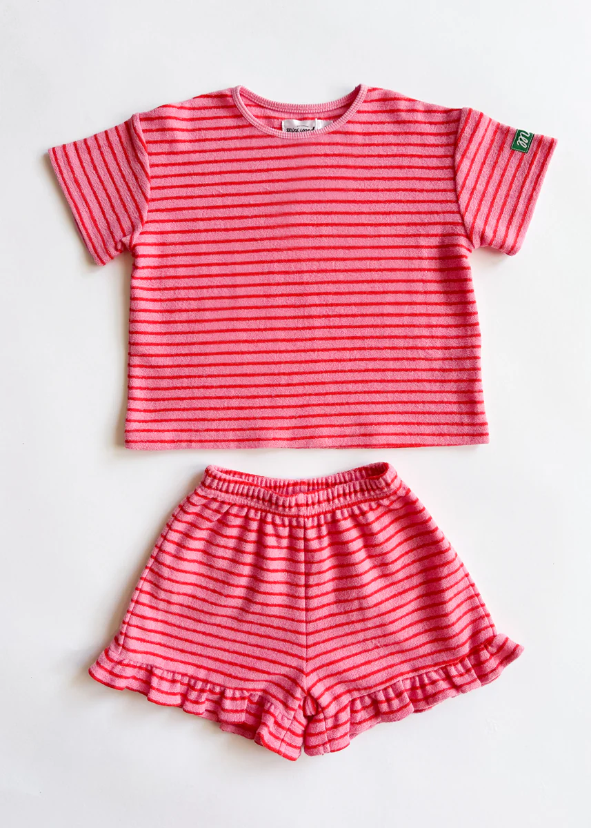 French Terry Striped Oversized Set - Pink & Red - Image 6