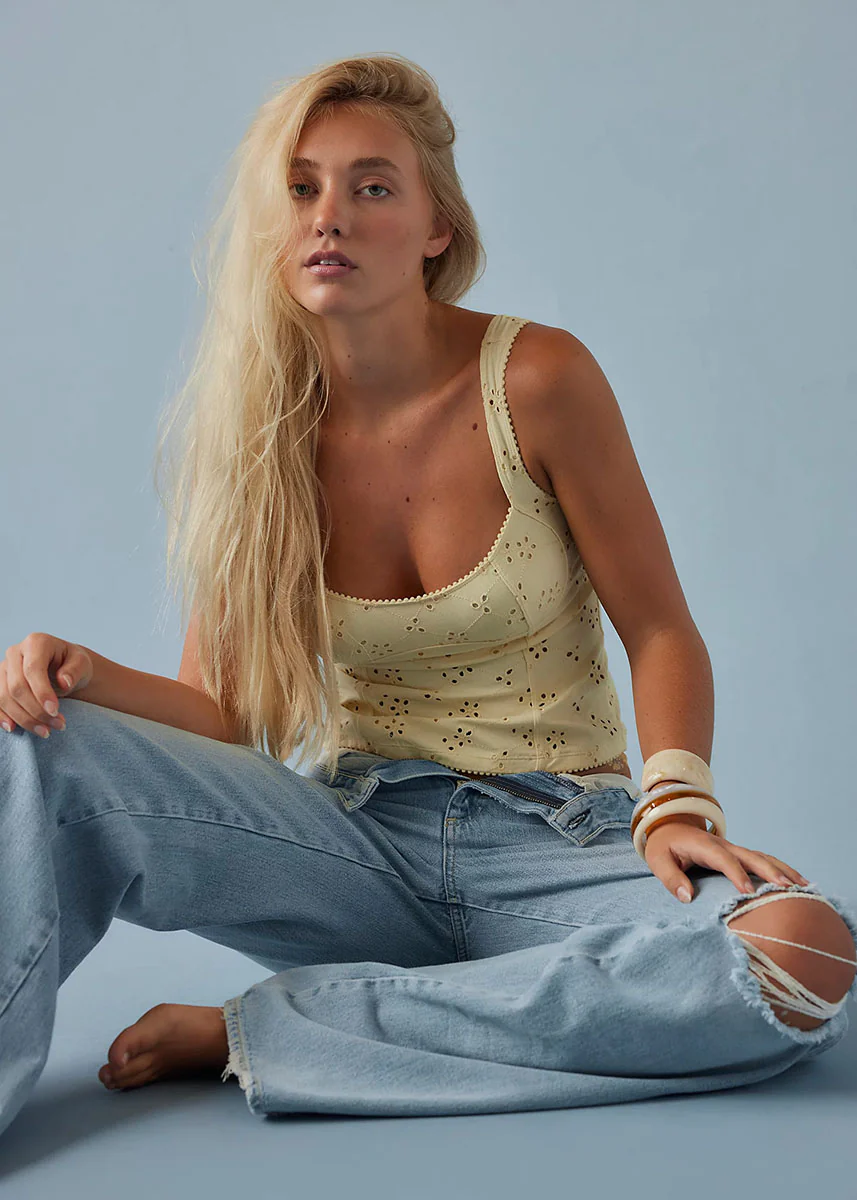 Full Bloom Eyelet Cami - Banana Cream - Image 4