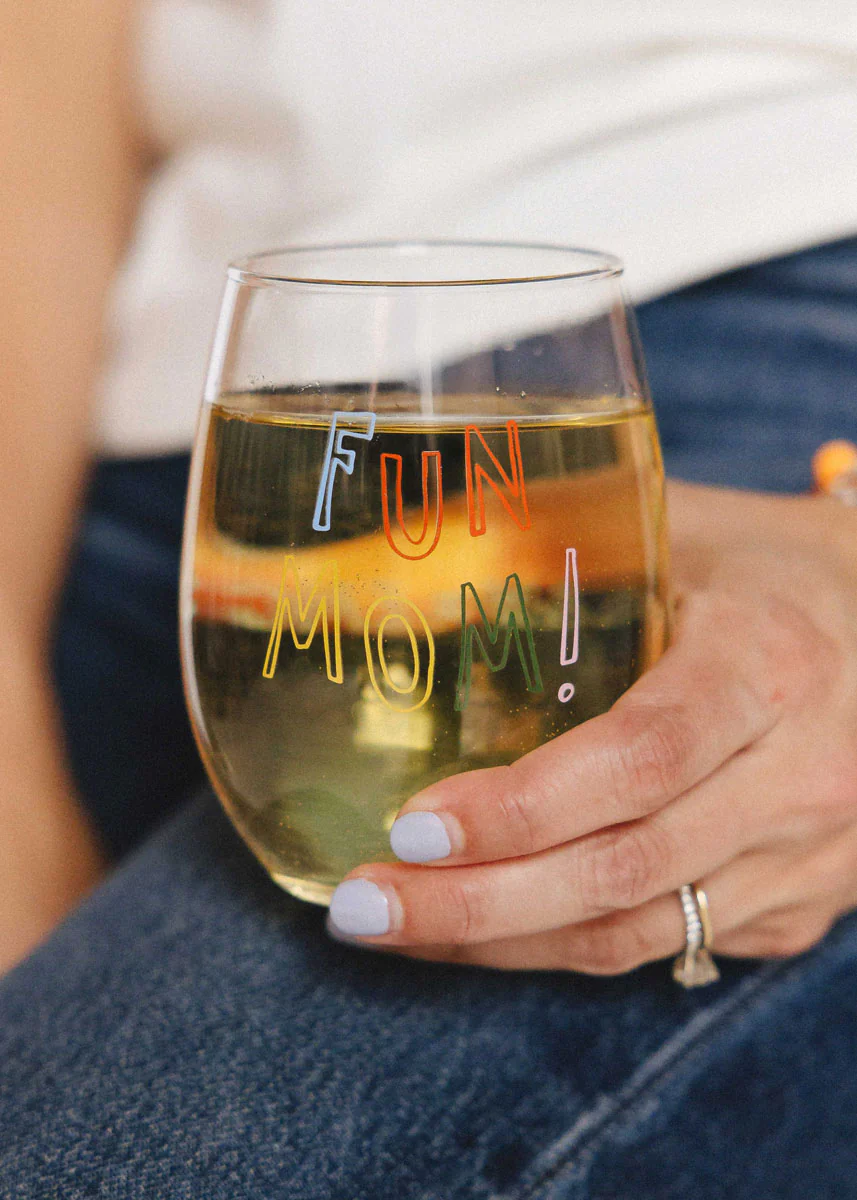Fun Mom! Stemless Wine Glass - Image 2