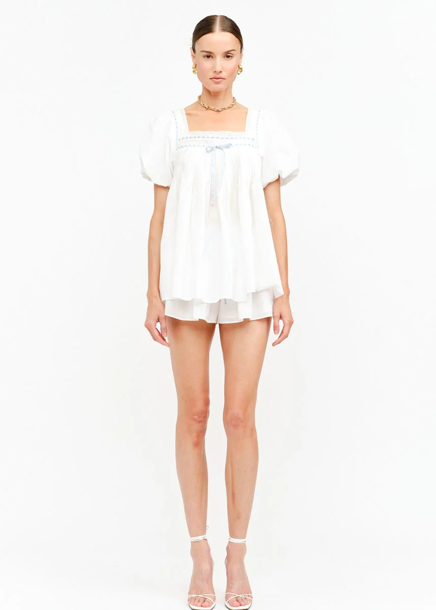 Genesis Wide Leg Ribbon Shorts - Off-White - Image 5