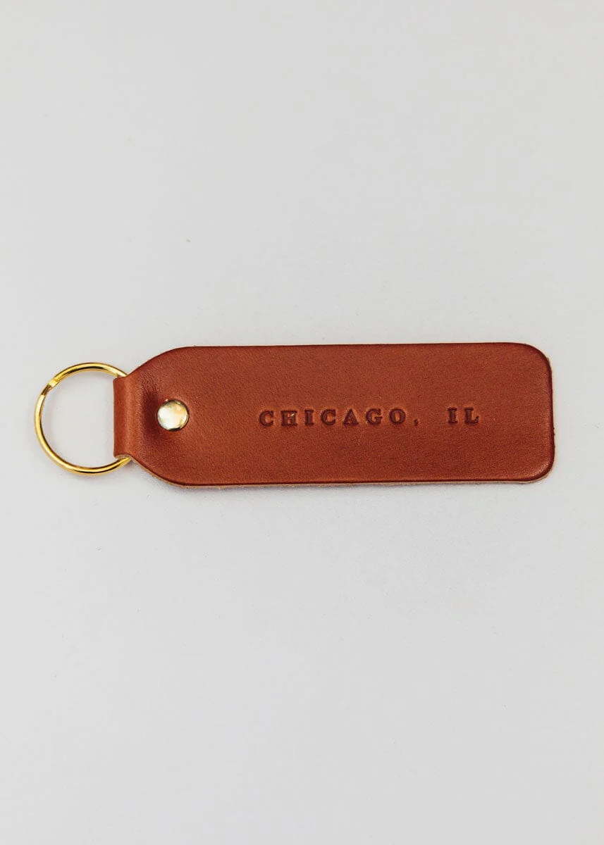 Hand Stamped Leather Keychain - Chicago, IL - Image 4