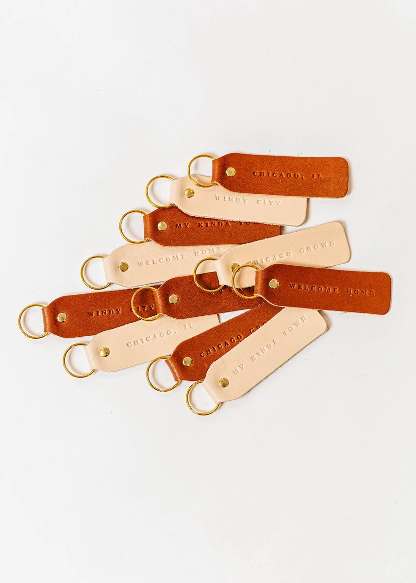 Hand Stamped Leather Keychain - Chicago, IL - Image 5