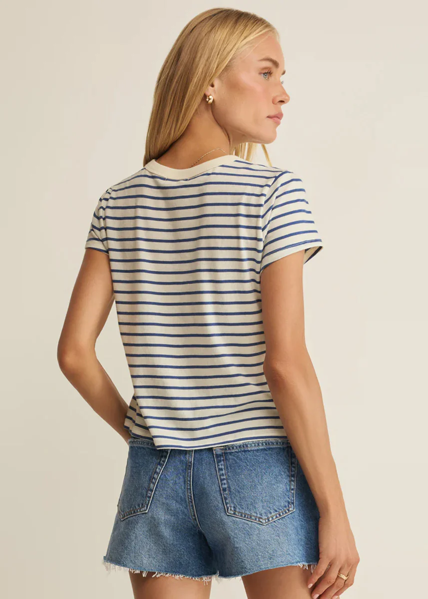 Junie Striped Tee - True Navy - Image 2