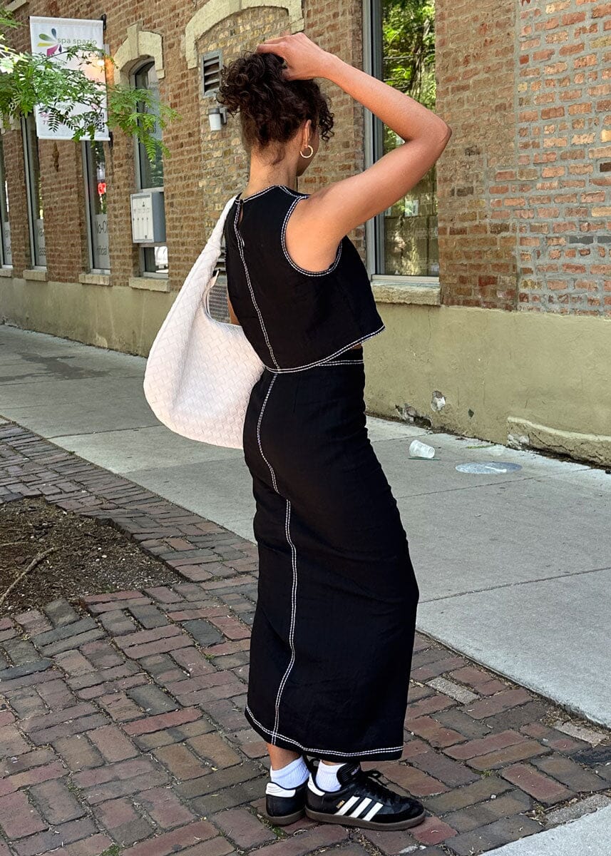 Kenzy Linen Maxi Skirt - Black - Image 3