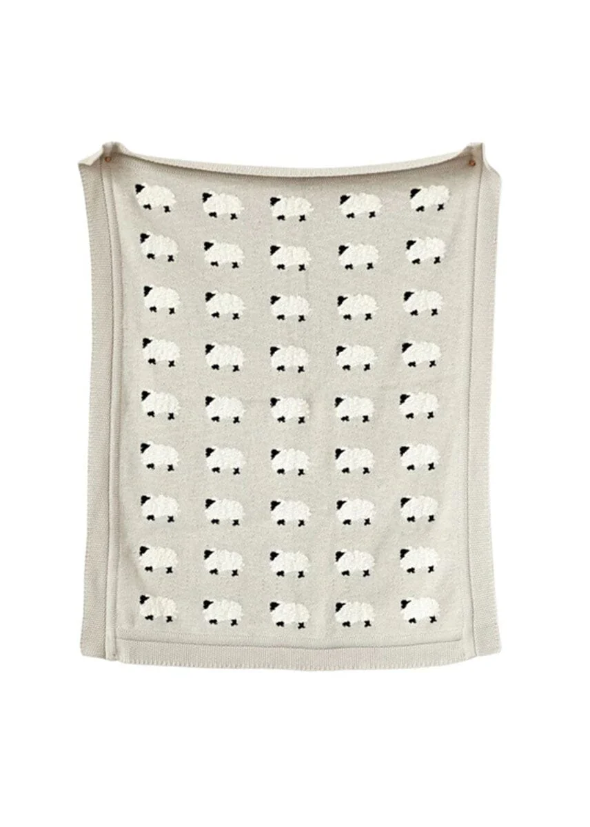 Knit Baby Blanket - Sheep