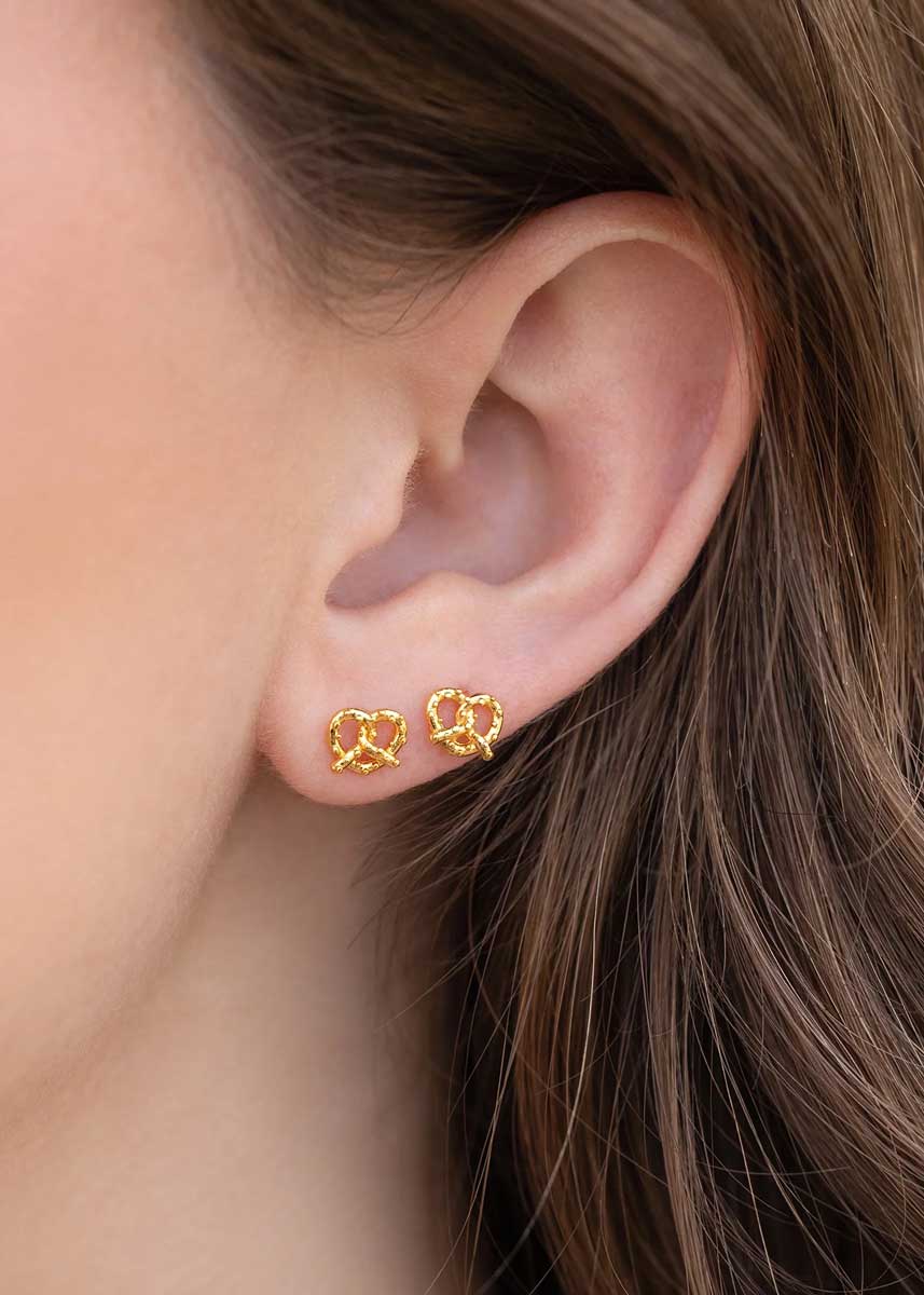 Knot Your Average Pretzel Studs - Gold - Image 2