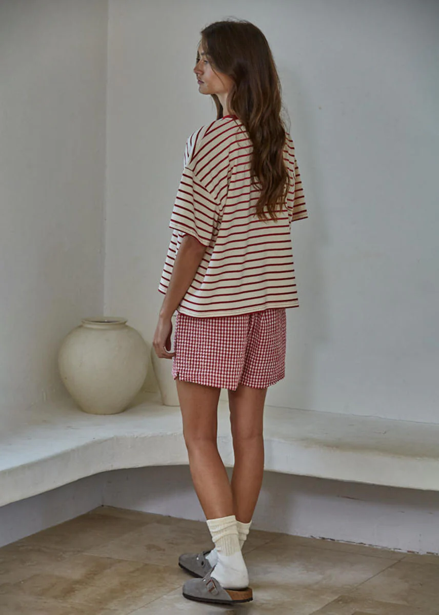 Landon Striped Tee - Natural Red - Image 3