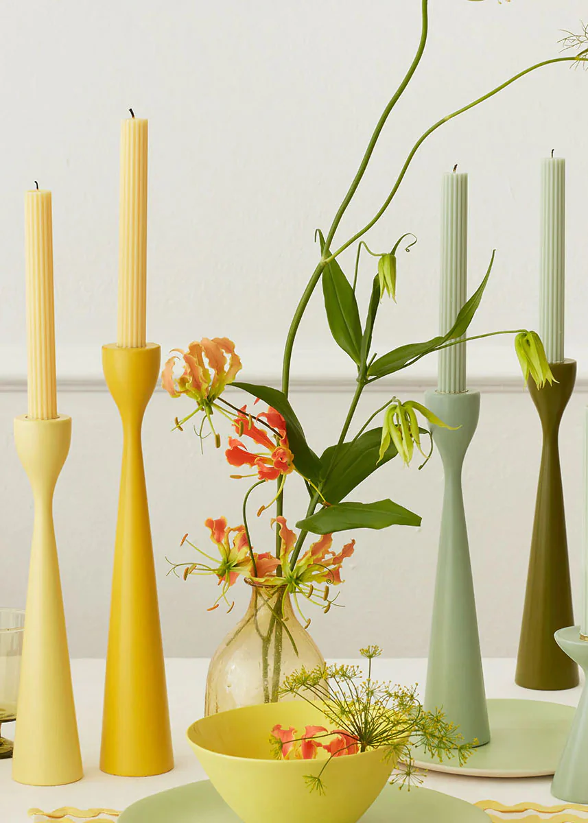 Lemon Sherbet Yellow Table Candles - Image 3