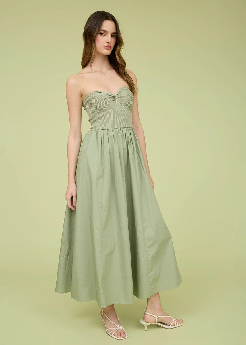 Lillie Tube Midi Dress - Light Olive - Image 3