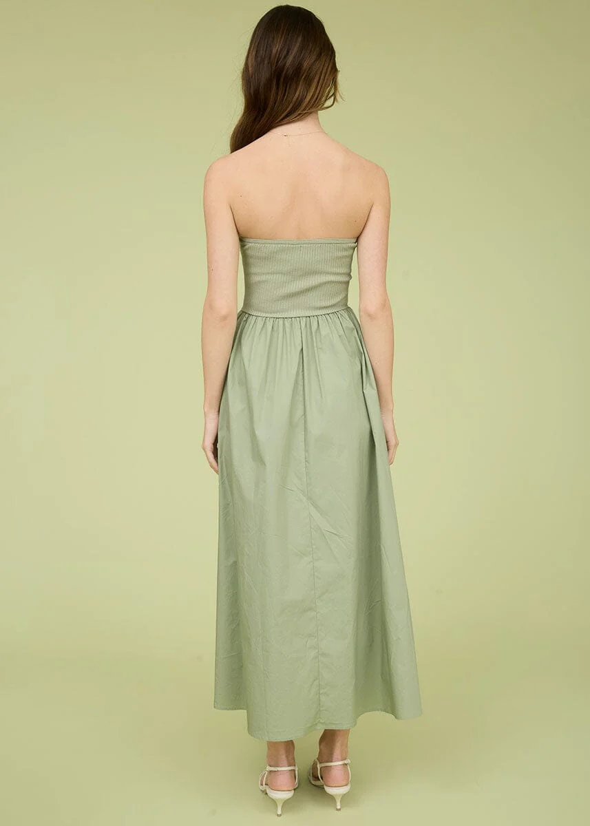 Lillie Tube Midi Dress - Light Olive - Image 4