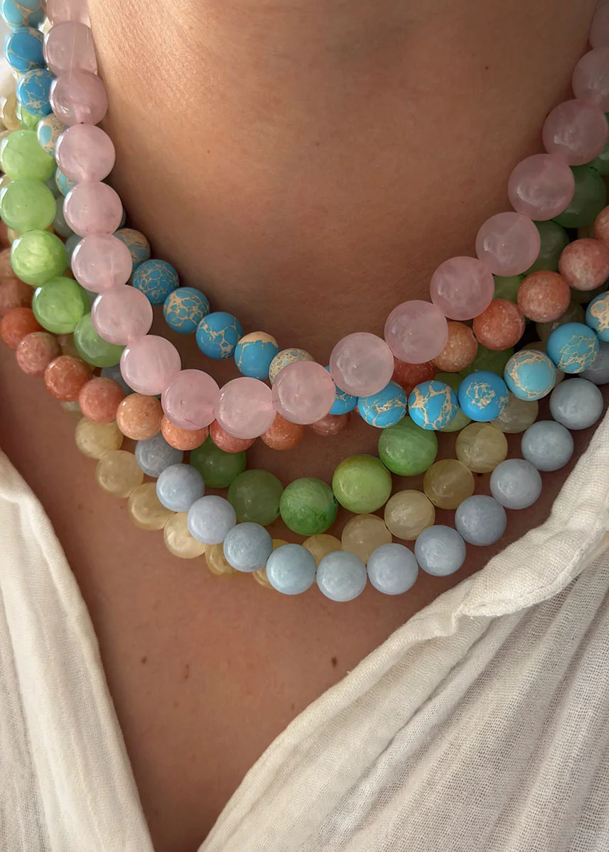 Lucia Gemstone Necklace - Light Blue - Image 3