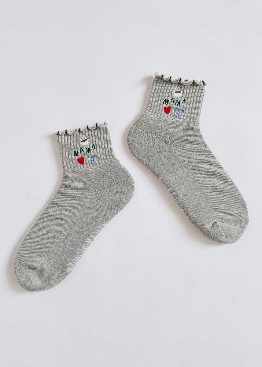 Mama Embroidered Icons Ruffle Sock - Image 2