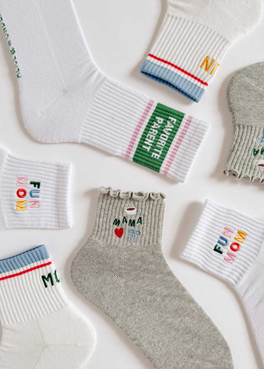 Mama Embroidered Icons Ruffle Sock - Image 3