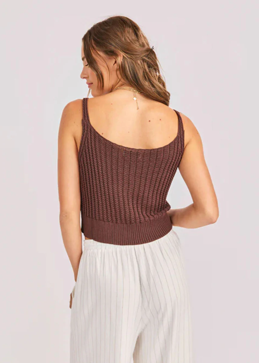 Marlow Buttoned Sweater Vest - Brown - Image 3