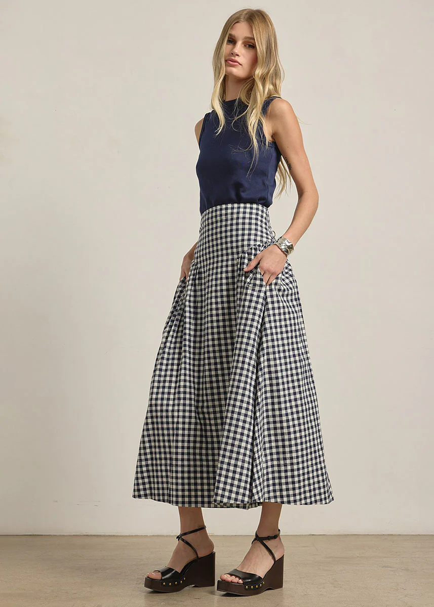 Mia Gingham Check Midi Skirt - Image 2