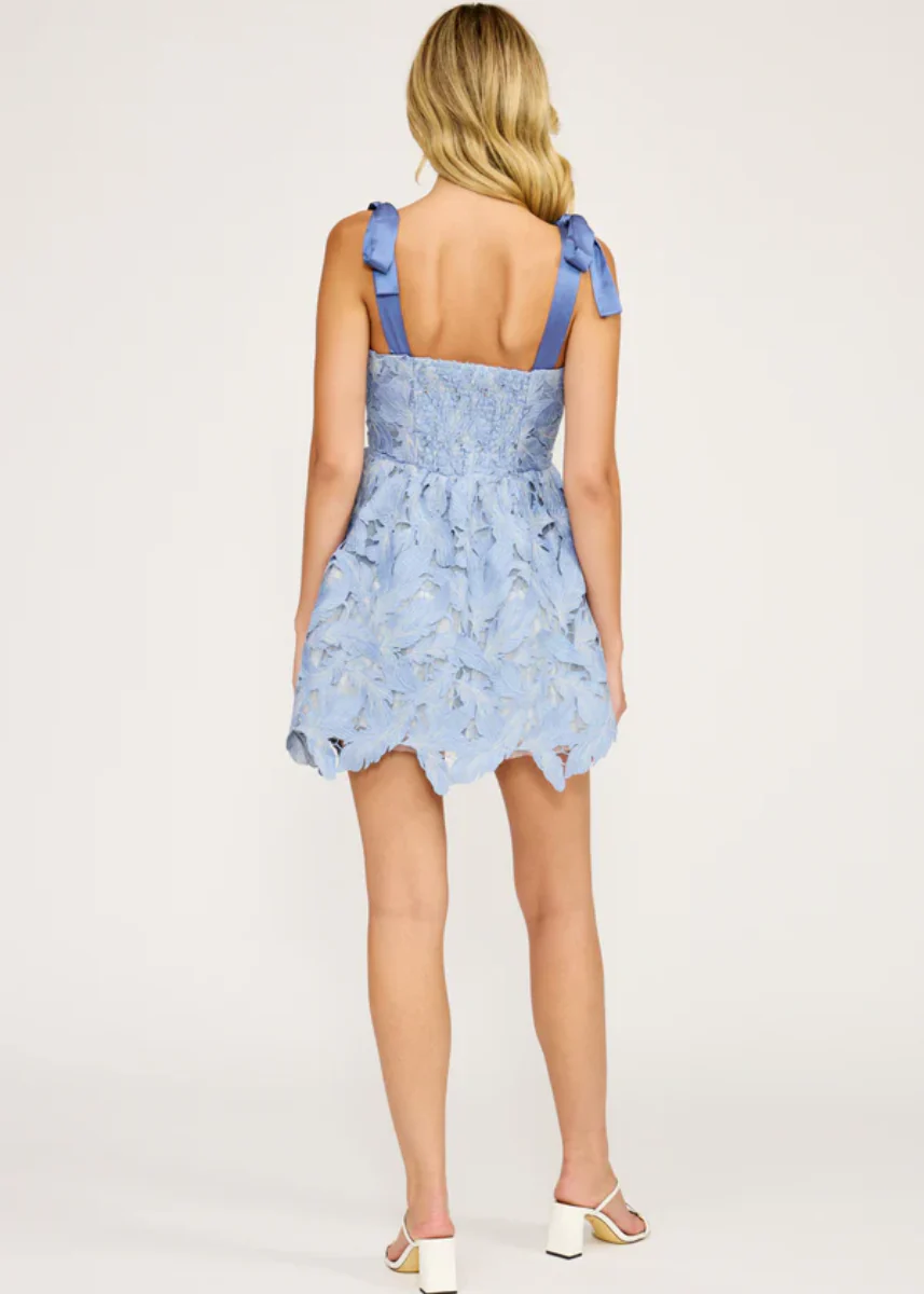 Micah Mini Lace Dress - Periwinkle - Image 2