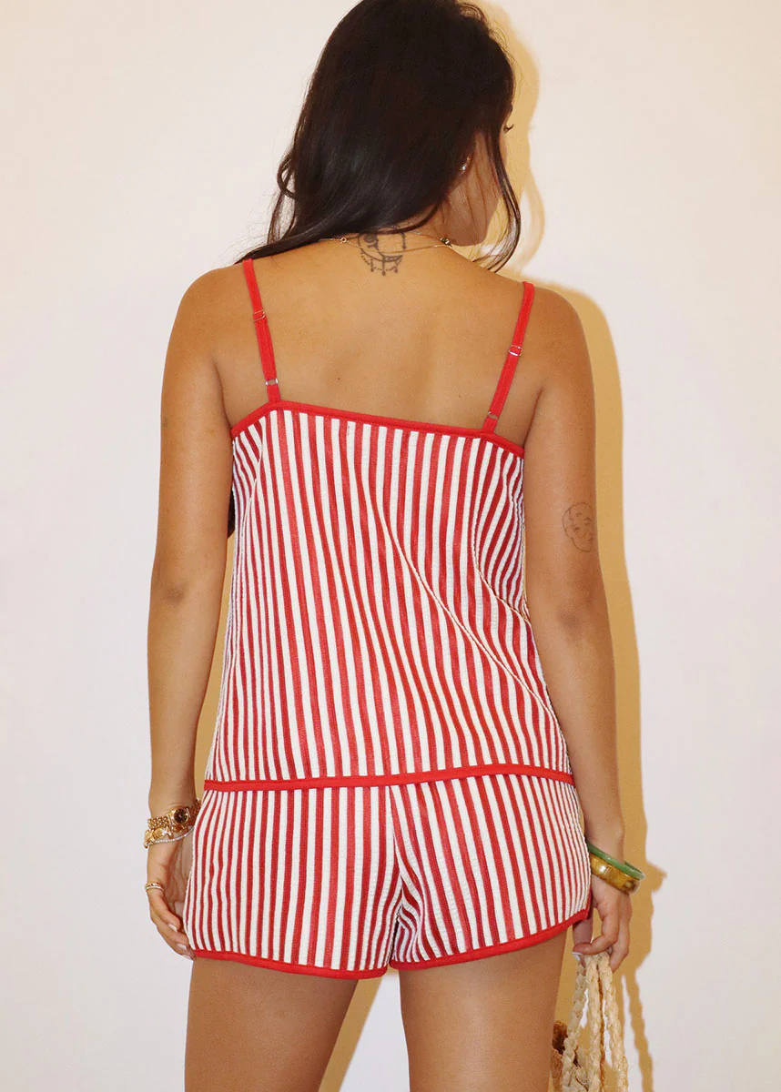 Muriel Candy Stripe Tie Top - Chili - Image 4
