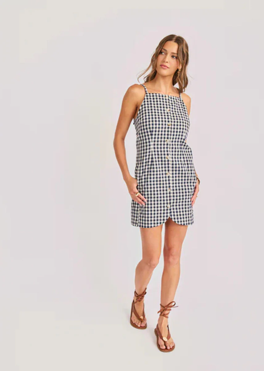 Mustang Gingham Mini Dress - Navy - Image 2