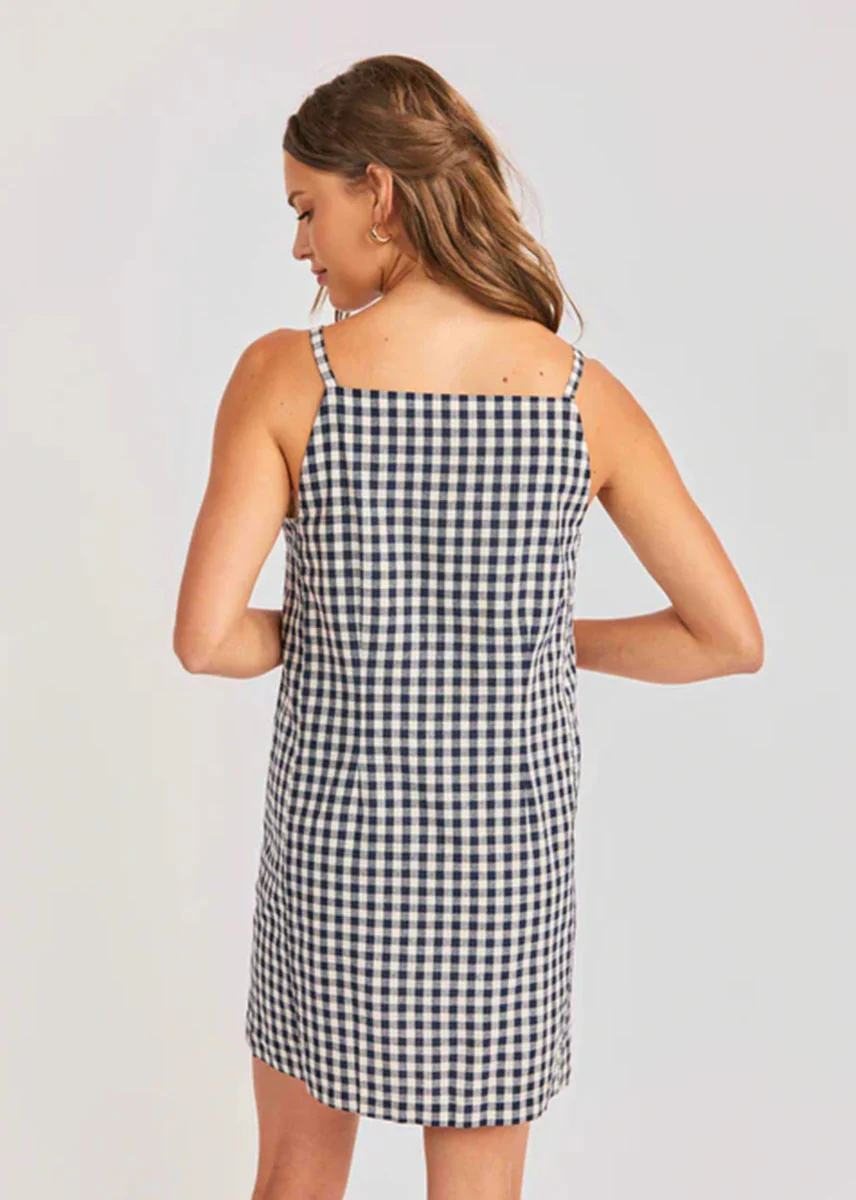 Mustang Gingham Mini Dress - Navy - Image 3