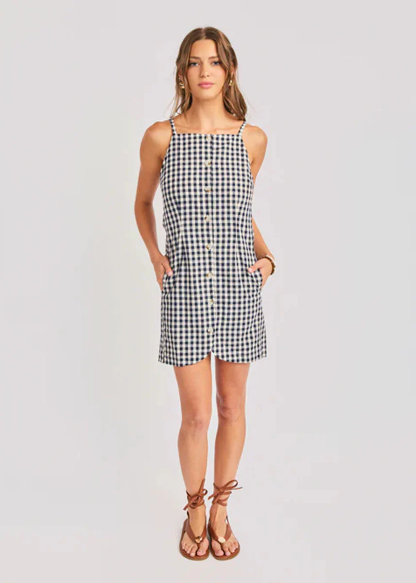 Mustang Gingham Mini Dress - Navy - Image 4