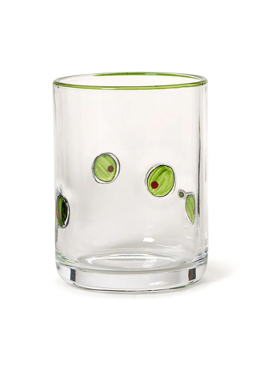 Painted Martini Olives Glass