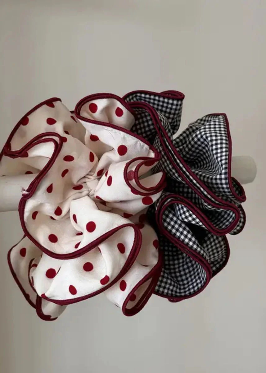 Pink Polka Dot Ruffled Scrunchie - Image 2