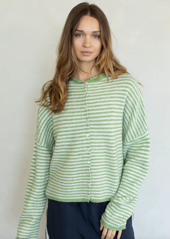Piper Mini Striped Cardigan - Matcha