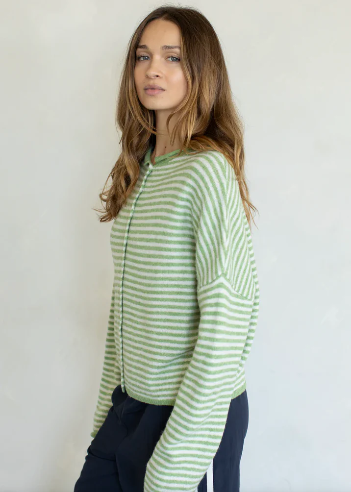 Piper Mini Striped Cardigan - Matcha - Image 2