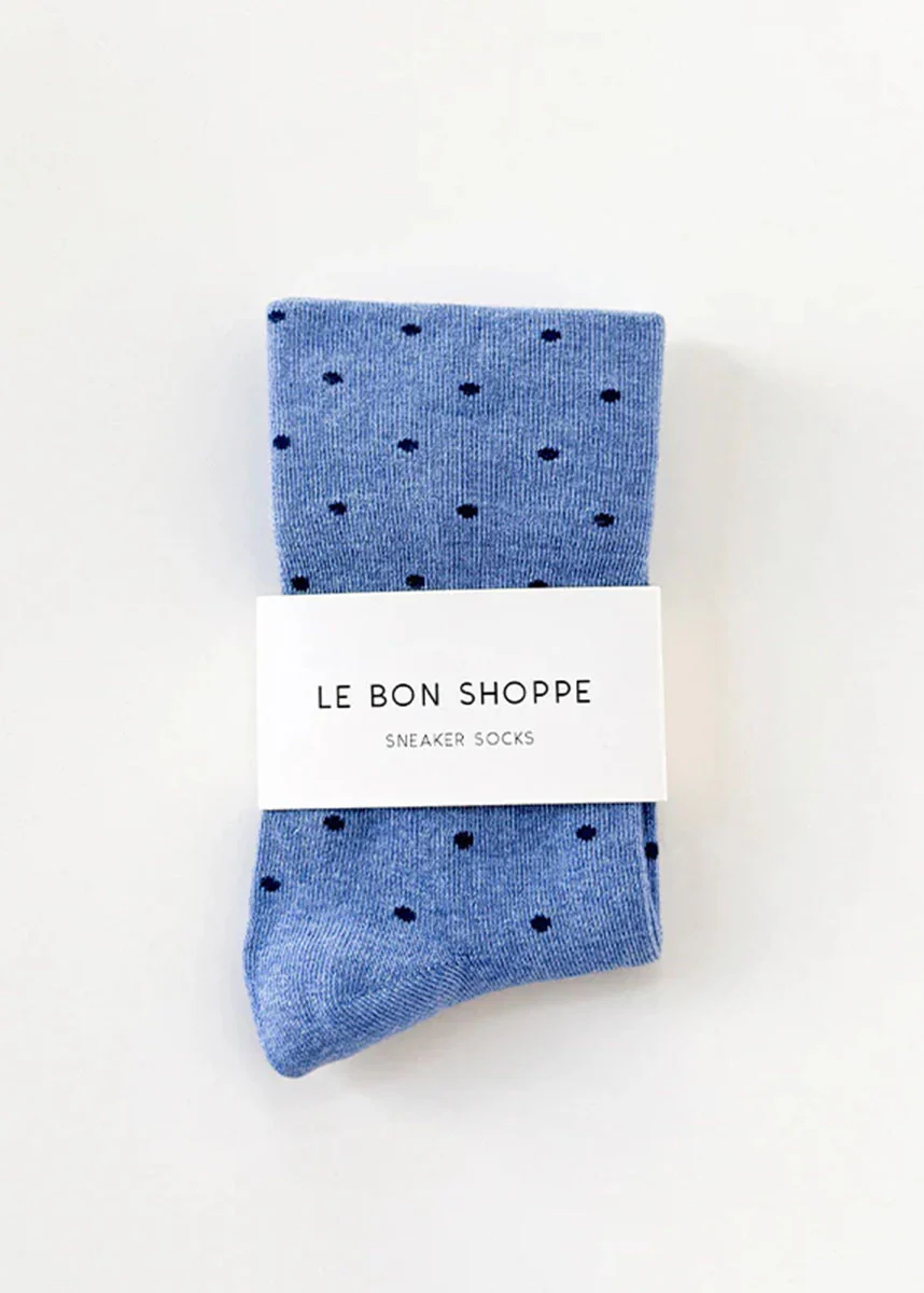 Polka Dot Sneaker Socks - Blue & Navy - Image 3
