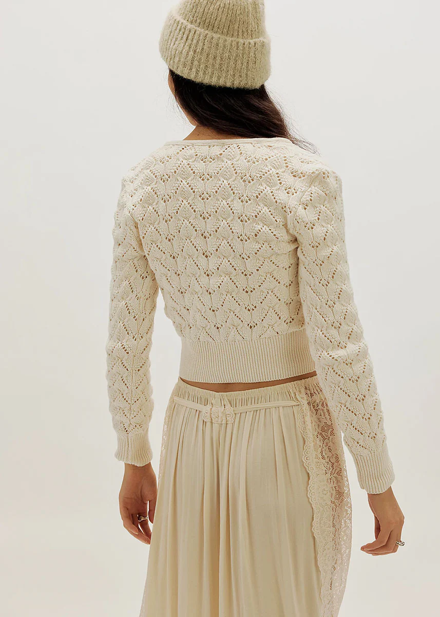 Pretty In Pointelle Cardi - Ivory - Image 3