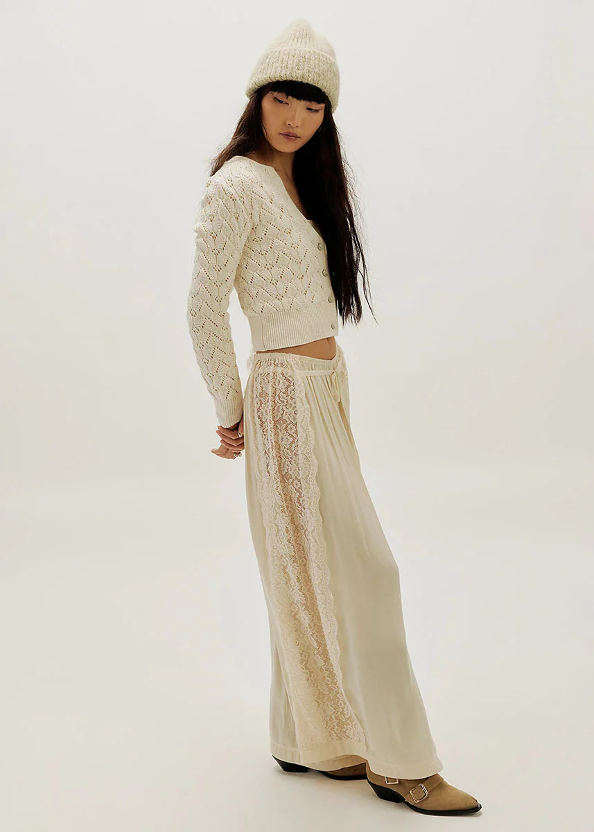 Pretty In Pointelle Cardi - Ivory - Image 4