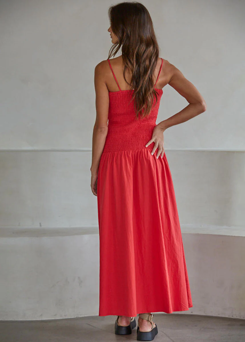 Rouge Smocked Dress - Ruby Red - Image 3