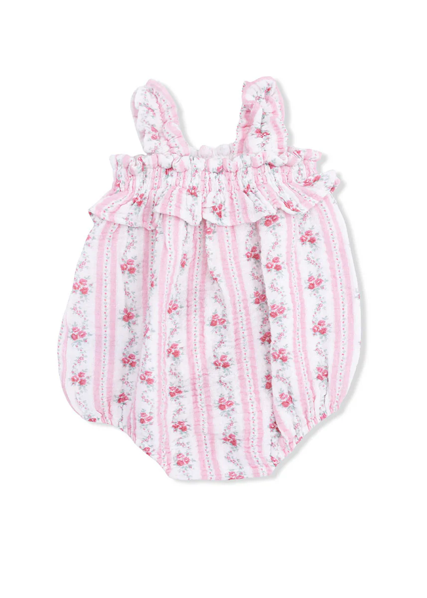 Ruffly Strap Bubble - Winding Roses Stripe