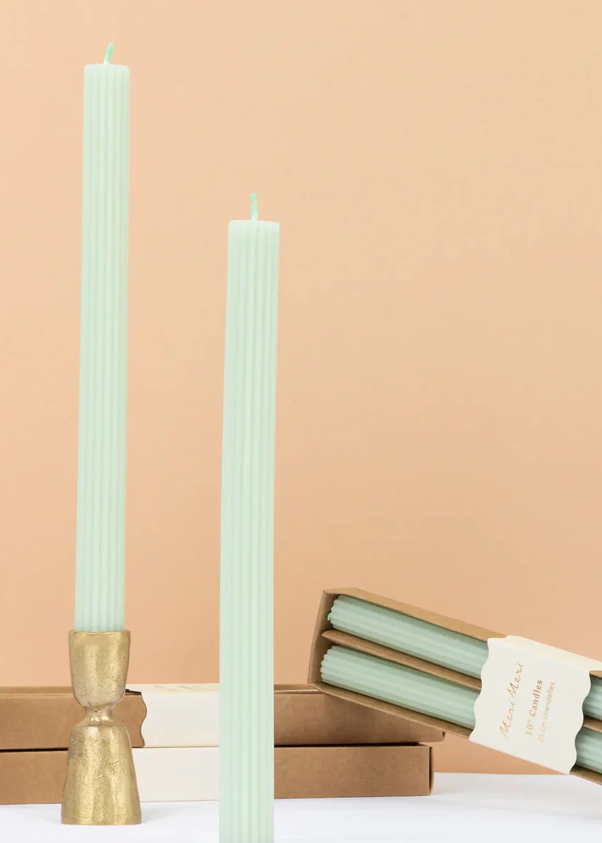 Sea Foam Green Table Candles - Image 2